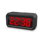 EUTUKEY Digital Alarm Clock Battery Powered Only, 1.2" LED Large Display, 2 Levels of Brightness, Snooze, Adjustable Alarm Volume, 12/24Hr, suitable for Bedside/Bedroom