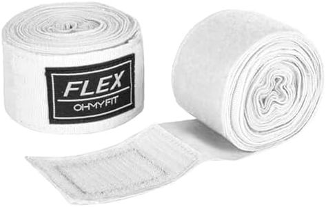 OHMY FIT Flex Boxing Hand Wraps - 236 Inch/6M Extra Long for Premium Protection and Ultimate Performance (White)