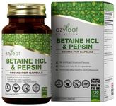 Ezyleaf Betaine HCL with Pepsin 680mg | 120 Vegan Capsules | Betaine Hydrochloride with Pepsin | Digestive Enzyme Supplements | No Artificial Ingredients | ISO Certified, Gluten Free Non-GMO | UK Made