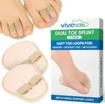 ViveSole Budin Splint Toe Straightener (Pair) - Hammer Toe Corrector for Women, Men - Crooked Toe, Joint Realign Cushion Brace for Claw, Curled - Metatarsal Support Loop Guard Alignment Corrector Wrap