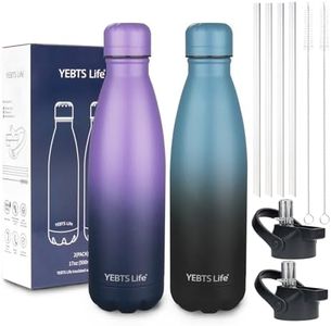 Insulated Water Bottle,2 Pack-17oz Stainless Steel Water Bottles with straw lid,Metal Sports Thermos Water Bottles for Boys,Girls,Double Wall Vacuum BPA-Free Flask for School, Sports(Purple-SeaIndigo