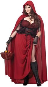 California Dark Red Riding Hood Plus Size Adult Costume, 3X-Large