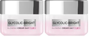 L'Oreal Paris Glycolic Bright Glowing Day Cream, Overnight Brightening Cream, Glycolic Acid In Gel-Like Cream Texture, That Visbily Minimizes Spots & Reveals Glowing Skin, 50Ml (Pack Of 2)