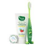 Mother Sparsh Toothpaste for Kids-50g, Strawberry (With Free Toothbrush) | Strengthens Gums, Whitens Teeth | Preservative & Fluoride Free Baby Toothpaste | Anti Cavity + Enamel Care