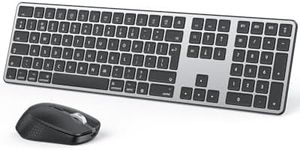 OMOTON Wireless Bluetooth Keyboard set for Mac (MacBook Air/MacBook Pro/iMac/iMac Pro), Rechargeable USB Keyboard and mouse for Mac OS, with 3 Bluetooth channels, Quiet Typing, QWERTY UK Layout, grey