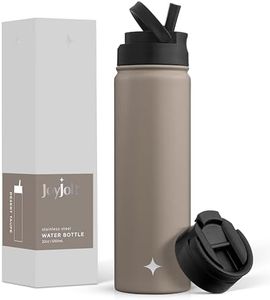 JoyJolt Triple Insulated Water Bottle with Straw Lid AND Flip Lid! 22oz Water Bottle, 12 Hour Hot/Cold Vacuum Insulated Stainless Steel Water Bottle. BPA-Free Leakproof Water Bottles - Thermos Bottle