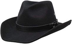 Forester – Western Style Wool Felt Hat - Water Resistant – Wire Brimmed - Black 58cm (Medium)