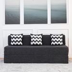 uberlyfe Jumbo 3 Seater Sofa Cum Bed | Jute Fabric Washable Cover | 3 Cushions Zigzag Pattern | Dark Grey | 6.5' X 6.5' Feet