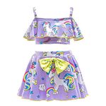 Lito Angels Unicorn Swimming Costume Tankini Swim Dress Swimsuit Swimwear Bathing Suit for Kids Girls, Age 4-5 Years, Purple