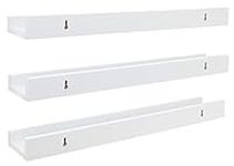 Kiera Grace Engineered Wood Floating Shelves - 23", White, 3Pcs - Wall-Mounted Picture Frame Shelves for Home, Room, Office