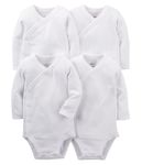 Simple Joys by Carter's Baby 4-Pack Long Sleeve Side Snap Bodysuit, White, 0-3 Months