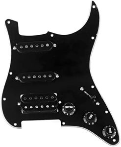 Musiclily Basic Pre-wired Loaded Standard ST-HSS Pickguard with Alnico 5 Magnet Pickups Set for Strat Style Electric Guitar, 3Ply Black