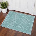 Lahome Moroccan Entry Rugs for Inside House 2x3 Non-Slip Washable Front Door Mat Indoor Entrance Rubber Backing Untra-Thin Small Kitchen Rug, Geometric Print Inside Doorway Rug for Bathroom Sink