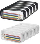 WUWEOT 10 Pack Clear Pencil Case with Zipper, Big Capacity PVC Pencil Bag Makeup Pouch Travel Toiletry Bag for School Office Stationery and Travel Storage, (Black+White)