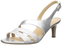 Naturalizer Womens Taimi Strappy Mid Heel Slingback Dress Sandals, Silver Glitter, 8