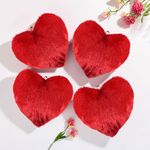 Kuber Industries Pack of 4 Heart Shape 18 Inches Decorative Plushie Cushions for Sofa & Bed | Head Rest & Soft Cushion Pillow for Car & Room Decoration | Plain - Blood Red