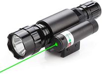 Tactical Flashlight and Green Laser Dot Sight Scope Combo with Pressure Switch, Charger and Battery, fits for 20mm Picatiny/Waver Rail System