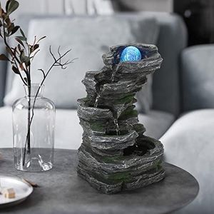 WICHEMI Indoor Water Fountain Tabletop Fountain Stacked Rocks Waterfall Fountains Indoor Water Feature Feng Shui Zen Meditation Relaxation Desktop Fountain for Home Office Decor (Style 21)