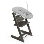 Stokke Tripp Trapp Chair (Hazy Grey) with Newborn Set (Grey) - Cosy, Safe & Simple to Use - for Newborns Up to 20 lbs