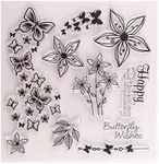 Happy Birthday Butterfly Wishes Stamps Flowers Rubber Clear Stamp/Seal Scrapbook/Photo Album Decorative Card Making Clear Stamps