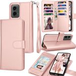 Tekcoo Wallet Case for Motorola Moto G 2024 5G | Moto G Play 2024 [5G Only], PU Leather ID Cash Credit Card Slots Holder Carrying Pouch Flip Cover [Detachable Magnetic Hard Cases] Lanyard - Rose Gold