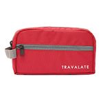 TRAVALATE Solid 9 Cms Cosmetic Pouch (L_TR1403_Red & Grey)