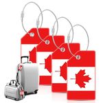 Luggage Tags, 6 Pcs Canadian Flag Luggage Tags, Silicone Luggage Tags with Name ID Card for Quickly Spot Luggage Suitcase Bag (Red)