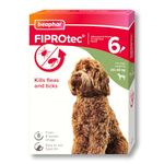 Beaphar - FIPROtec Spot-On Flea & Tick Treatment for Large Dogs 20-40kg – 6 Pipettes - Kills Fleas & Ticks - Veterinary Medicine - Easy to Apply Monthly - Suitable for Dogs & Puppies from 8 Weeks