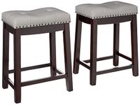 Angel Line 43418-49 Cambridge Bar Stools, 24" Set of 2, Espresso with Gray Cushion