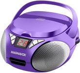 Magnavox MD6924 Portable Top Loading CD Boombox with AM/FM Stereo Radio in Black | CD-R/CD-RW Compatible | LED Display | AUX Port Supported | Programmable CD Player | (Purple)