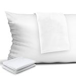 4-Pack Zippered Pillow Protectors, Premium 400 Thread Count 100% Egyptian Cotton White Zippered Pillowcases Pillow Covers, Queen