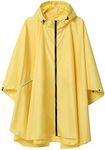 Unisex Rain Poncho Raincoat Hooded for Adults Women with Pockets(Yellow)