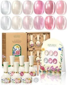 APUREE Nail Strengthener Gel Nail Polish Set Cat Eye: 64% Bio Based USDA Certified| HEMA Free TPO Free HPMA Free| Strengthening for Brittle Nails| Nail Repair & Growth| Vegan Non-toxic| 6PCS Gift Set