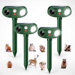 4-Pack 2026 Upgraded Solar Ultrasonic Animal Repellent Outdoor for Yard | Motion Activated Deer Repellent Devices Waterproof Cat Repellent Outdoor Raccoon Squirrel Rabbit Dog Skunk Bird Deterrent