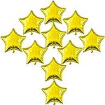 [10 Pack] Star Shape Foil Balloons, 18" Mylar Aluminum Foil Balloons 45cm Decorations for Birthday Party Wedding Engagement Party Celebration Holiday Show Party Activities (Gold)