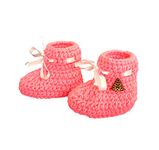 H SOCKS Woolen Newborn infant Handmade Baby Boy or Girl Woolen Booties Socks Shoes for new born 0-6 Months Boys and Girls Color Pink