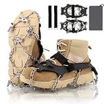 byhsports Ice Cleats, Upgraded Snow Grips 18 Stainless Steel Spikes Crampons, Strong Traction Anti-Slip, Walking Hiking on Ice & Snow Ground, Mountain Climbing, for Shoes Boots (XL)