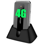 4G Unlocked Flip Mobile Phone for Seniors Big Button 4G Mobile Phone for Elderly | Time Reporting | SOS Button | USB Type C | Charging Dock | 2.4" Display | Torch