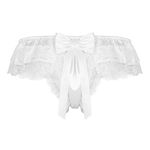 YiZYiF Mens Sissy Lingerie Frilly Ruffled Bowknot Panties Satin Lace Briefs Thong Underwear Beige X-Large(Waist:34.0-53.0"/86-136cm)