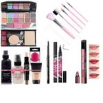 JustTya | Multicolour Professional 5024 | Makeup Kit Set | with 5 Pink Makeup Brush, 1 | Lipstick Combo Set |, Fixer, Primer, Contour, Foundation, 36H, Kajal and 1 Beauty blander-(Pack of 14)