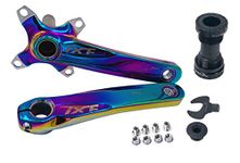 DECKAS Bike Crank Arm Set 170mm 104 BCD with Bottom Bracket Kit and Chainring Bolts for MTB BMX Road Bicycle (Colorful)