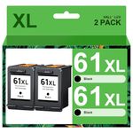 HALLOLUX 61XL Black Ink Cartridge for HP Ink 61 XL Combo Pack High Yield for HP61 HP61XL Works with Envy 4500 4502 5530 Deskjet 1000 1050 1055 1512 1010 Officejet 4630 4635 4636 Printer Ink (2 Black)