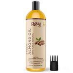 Rey Naturals Sweet Almond Oil For Hair Growth (Badam Oil) | Cold Pressed Almond Oil For Face, Skin & Massage | Odorless Vitamin-E Enriched Almond Hair Oil For Soft, Shiny & Dandruff Free Hair | 200ml