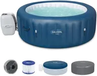 Bestway SaluSpa Milan AirJet 4 to 6 Person Inflatable Hot Tub Round Portable Outdoor Spa with 140 AirJets and EnergySense Energy Saving Cover, Blue