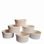 Mirakii 80 ml Ceramic Ramekin Bowl Set Of 6, Oven Microwave & Dishwasher Safe for Baking And Serving Sauce/Chutney, Cup Cake, Dessert, Souffl, Creme Brulee