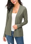 EXCHIC Women's Knit Cardigan Open Front Sweater Coat Long Sleeve (S, Washed Oliver)