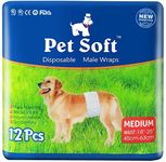 Pet Soft Male Dog Nappies - Disposable Pet Diapers Male Dog Wraps, Super Absorbent Doggy Puppy Nappies for Dogs & Cats Urinary incontinence Medium 12count (M 12count (18'-25'))