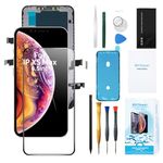 Premium Screen Replacement for iPhone Xs MAX (6.5 inch) 3D Touch Screen Complete Repair kit Digitizer Display Glass with Waterproof Adhesive, Tools, 10D Full Coverage Tempered Glass, Instruction