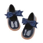 Kiderence Toddler Little Girls Mary Jane Dress Shoes School Oxford for Girls Navy Blue Flats Size 10M