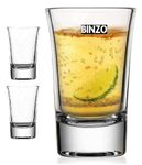 BINZO Shot Glasses Set of 2, 30 ml, Shooter Glasses, Heavy Small Size Glasses for Whiskey, Vodka, Espresso Shot, Gin, Liquor, Peg Measurement, Alcohol, (Conical, 30 ml, Set of 2)